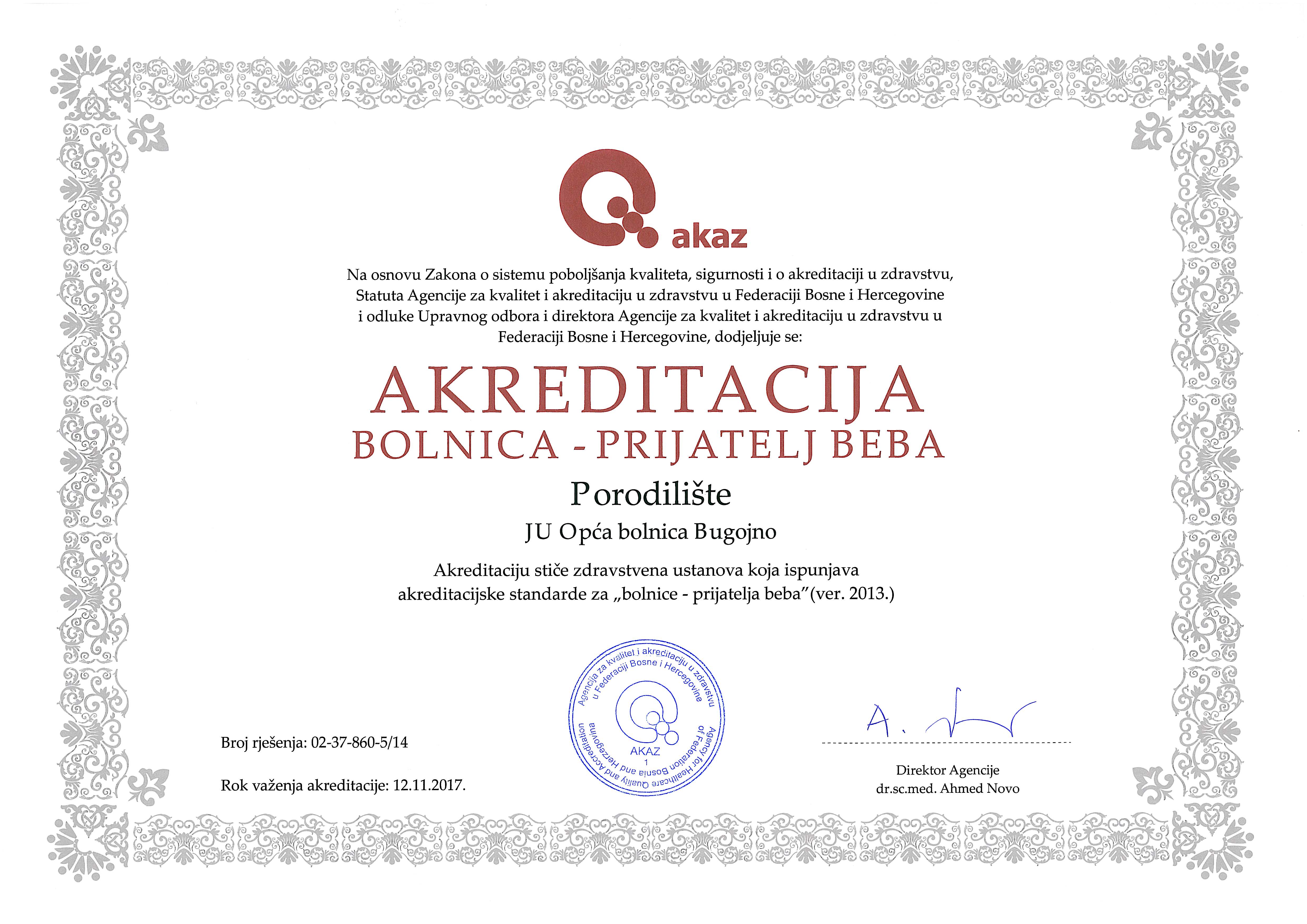Akreditacija JU Opca Bolnica Bugojno